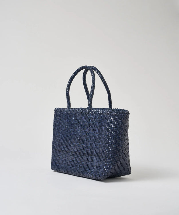 #57/ メルカドトート M（classic navy）/ 牛革・バッファローメッシュ