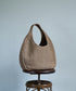 #60/ サークルバスケットM（marron beige）/ 羊革・シープメッシュ