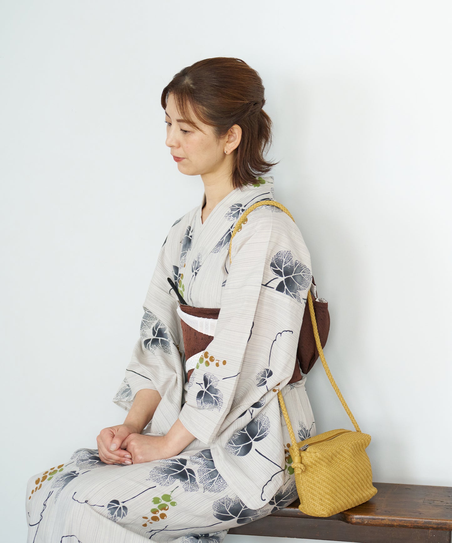 #60/ バレルショルダーS（mustard）/ 羊革・シープメッシュ