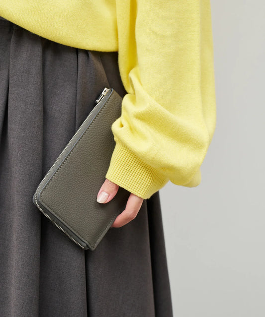 #49/ アドレスウォレット・フラットロング（matte gray）/ 牛革・バブルカーフ - REN