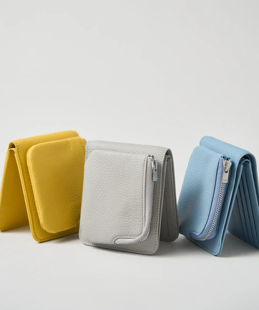 #53/ 外ポケウォレット（pale gray）/ 牛革・エン - REN