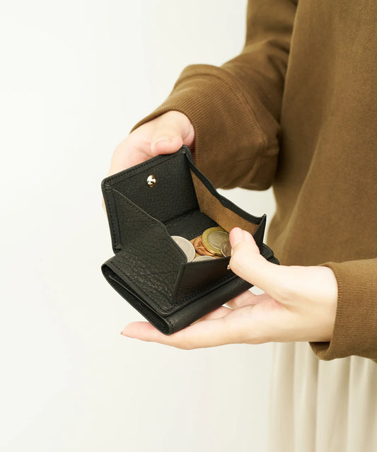 #55/ ミニウォレット（black）/ 牛革・ベビーバッファロー - REN