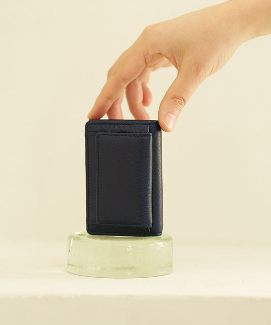 #55b/ ミニウォレット（indigo blue）/ 牛革・ベビーバッファロー