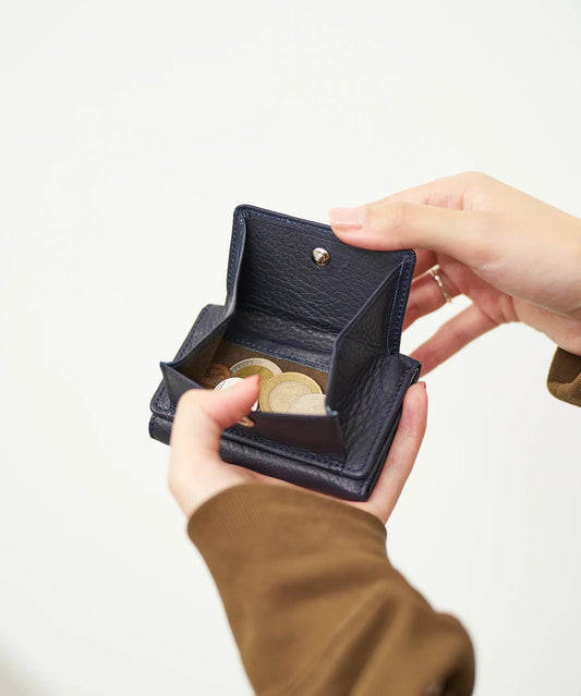 #55b/ ミニウォレット（indigo blue）/ 牛革・ベビーバッファロー - REN