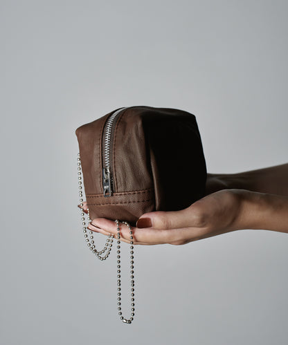 #11 / クラマエポーチ・キュービック(dark brown) / やぎ革・ベアー