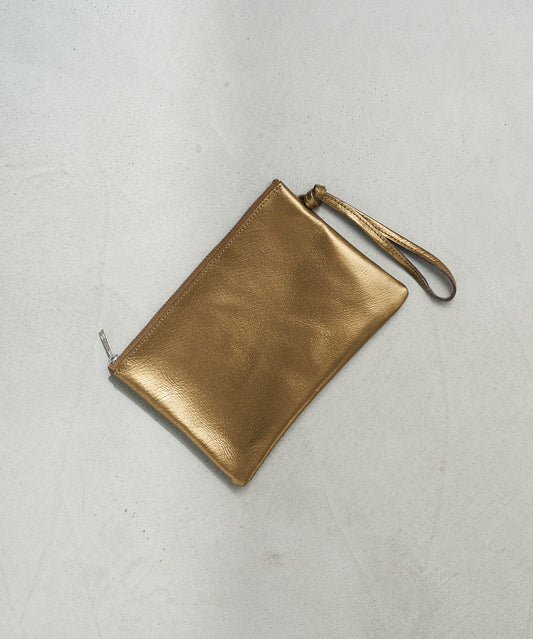 #36/ クラシックポーチ（antique gold）/ ピッグスキン・ラスラ