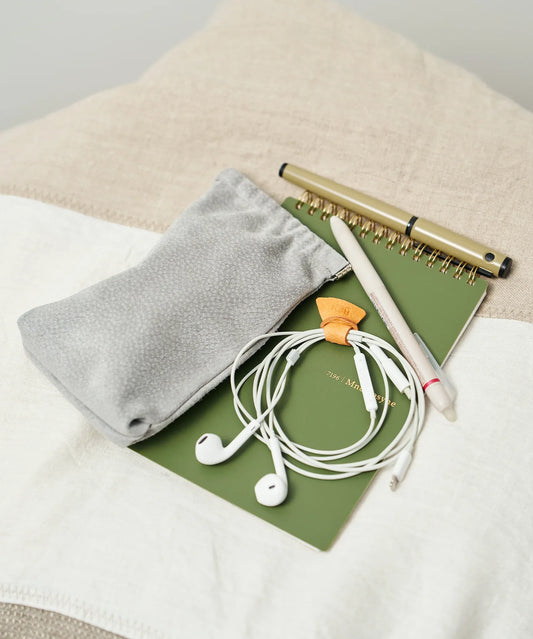 #39/ パームスポーチ(sand gray)/ ピッグスキン・ライニングスエード - REN