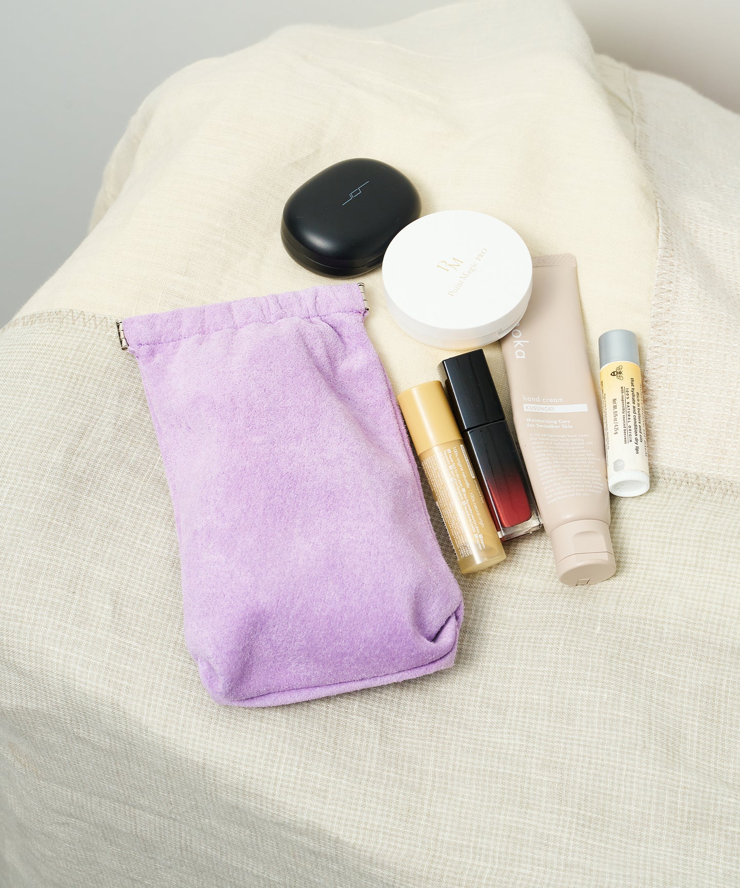 #39/ パームスポーチ（lavender）/ ピッグスキン・ライニングスエード