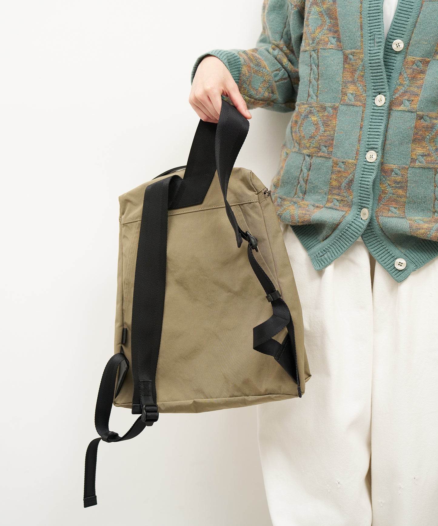 #86 / フラットリュック（sage gray）/ WRINKLE NYLON