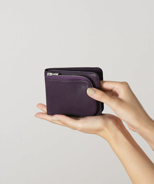 #55/ 外ポケウォレット（purple）/ 牛革・ベビーバッファロー - REN
