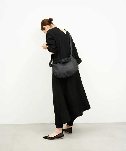 #11/ zipサークルショルダーS (black) / やぎ革・ベアー - REN