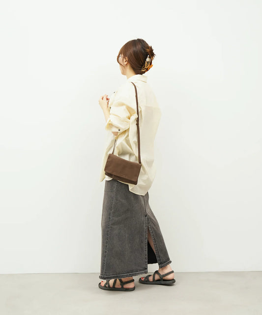 #11/ クラッチショルダー XS (dark brown) / やぎ革・ベアー - REN