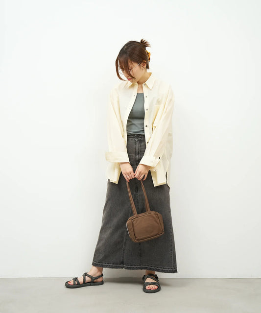 #11《SALE 40%》スラウチーボックスバッグXS (dark brown) / やぎ革・ベアー - REN