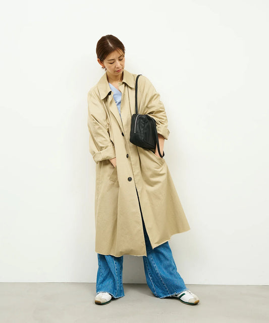 #11/ スラウチーボックスバッグS (black) / やぎ革・ベアー - REN