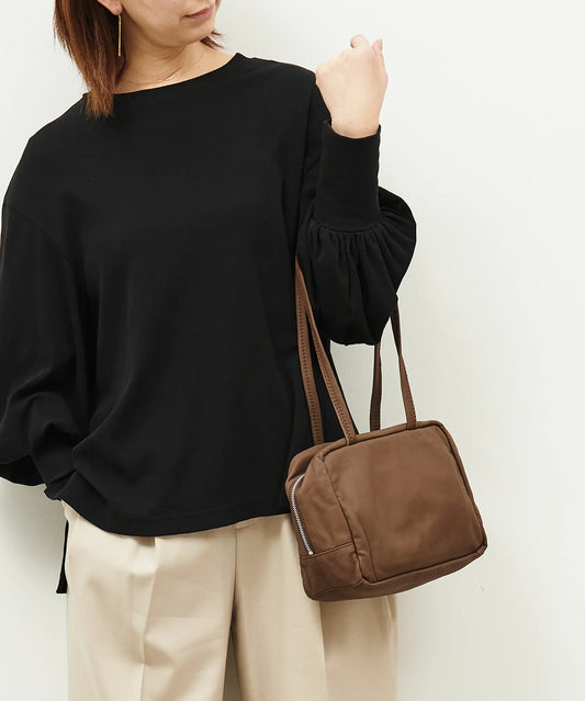 #11《SALE 30%》スラウチーボックスバッグS (dark brown) / やぎ革・ベアー - REN
