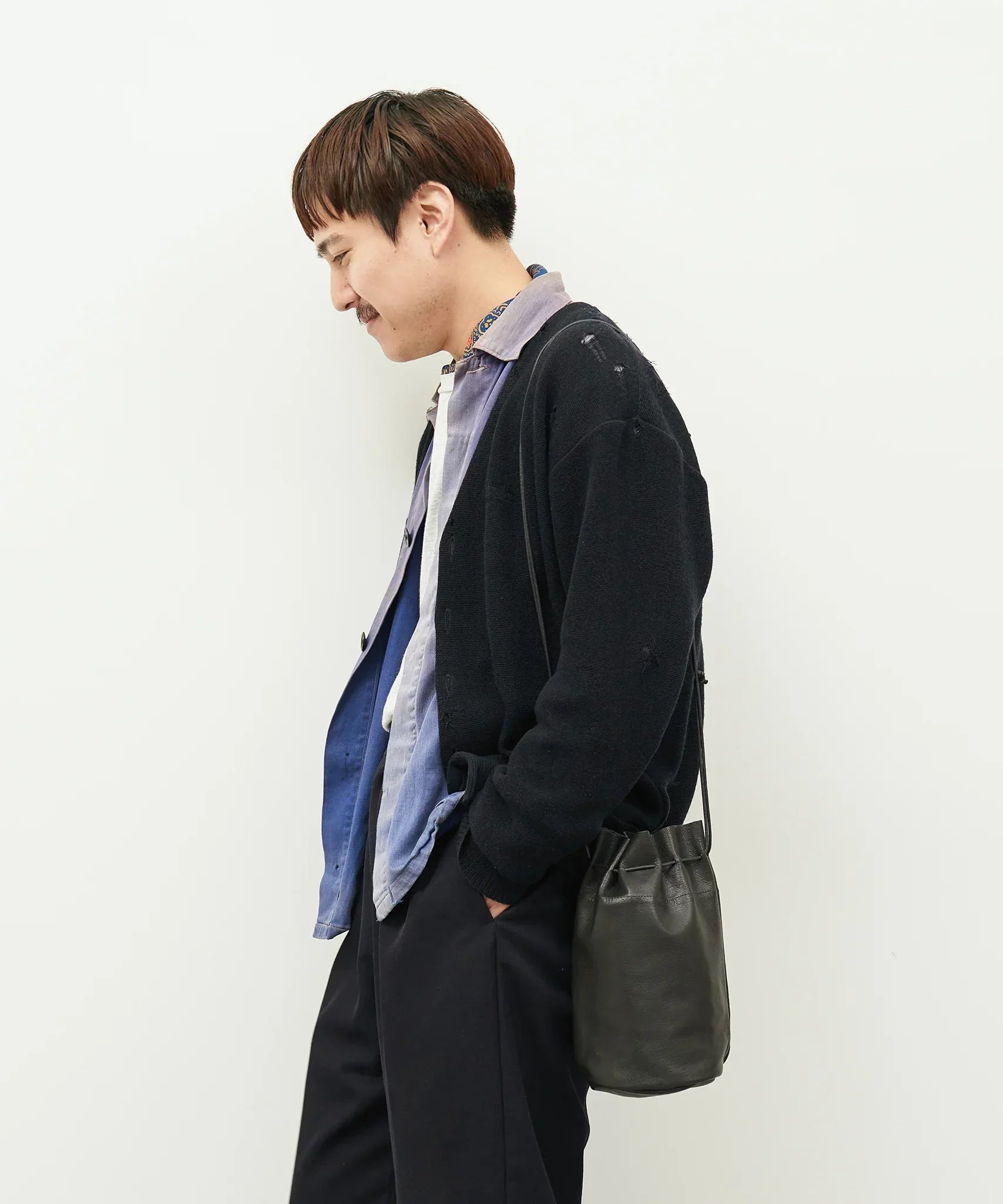 #15/ キャニスターボトル（black） / やぎ革・スティル - REN