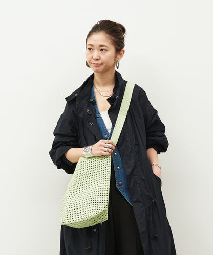 #16 / ボックスショルダー（pistachio green）/ やぎ革・ゴートメッシュ