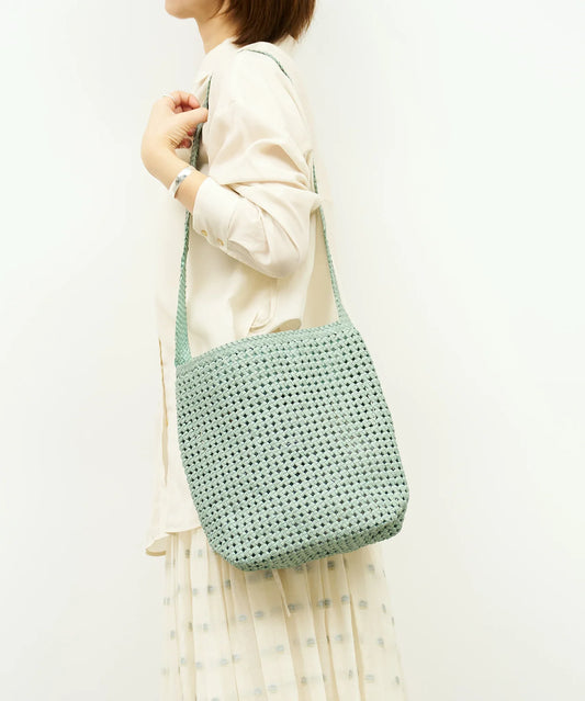 #16《SALE 20%》ボックスショルダー(sage green)/ やぎ革・ゴートメッシュ
