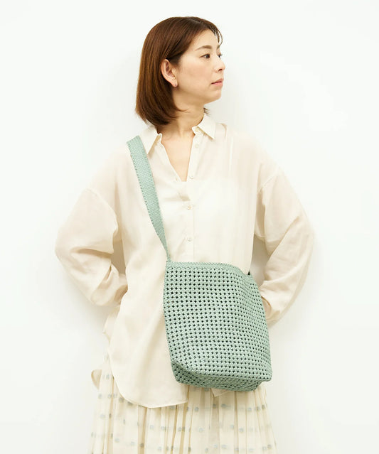 #16/ ボックスショルダー(sage green)/ やぎ革・ゴートメッシュ