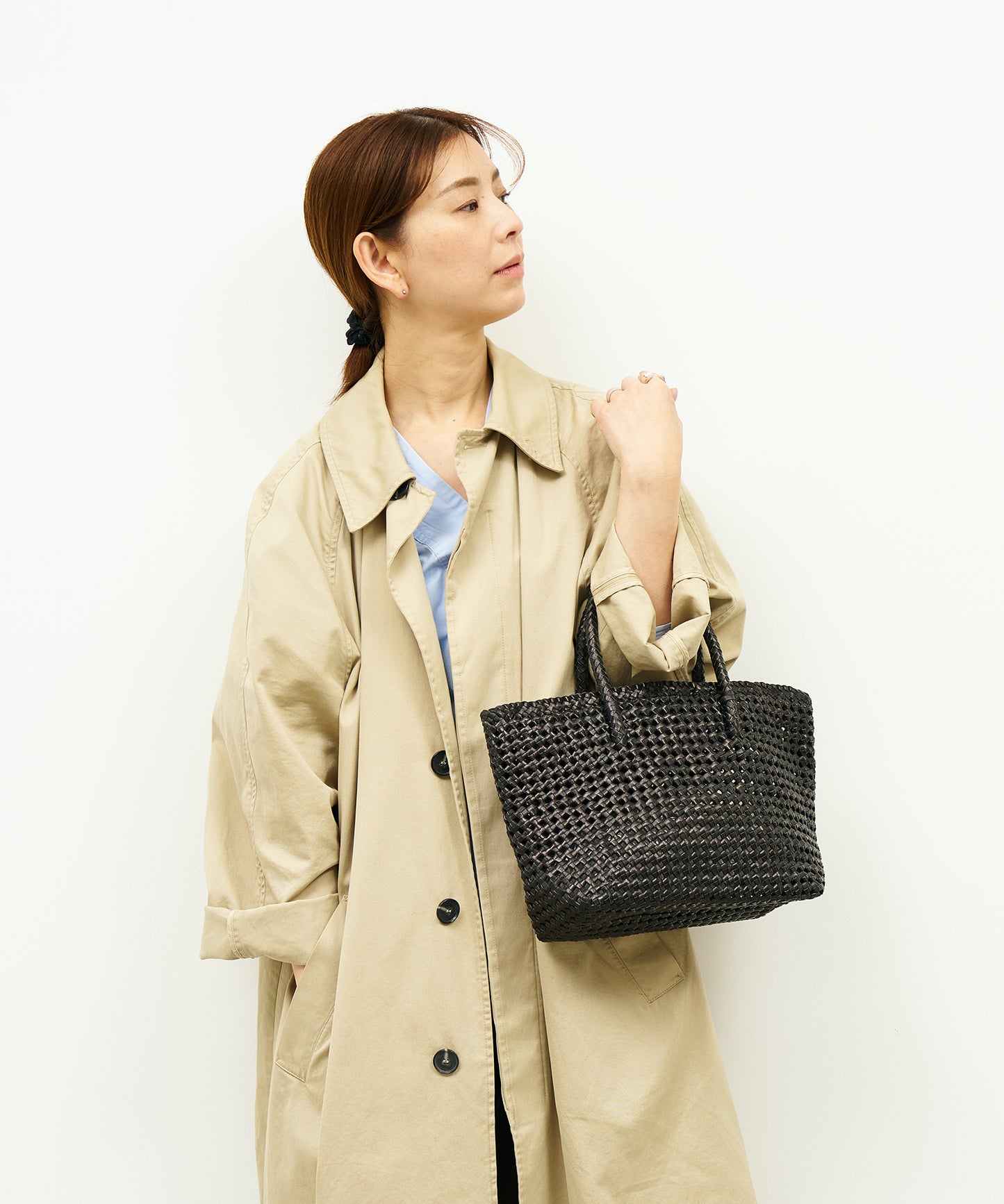 【26SS】#16/ バスケットS（black）/ やぎ革・ゴートメッシュ