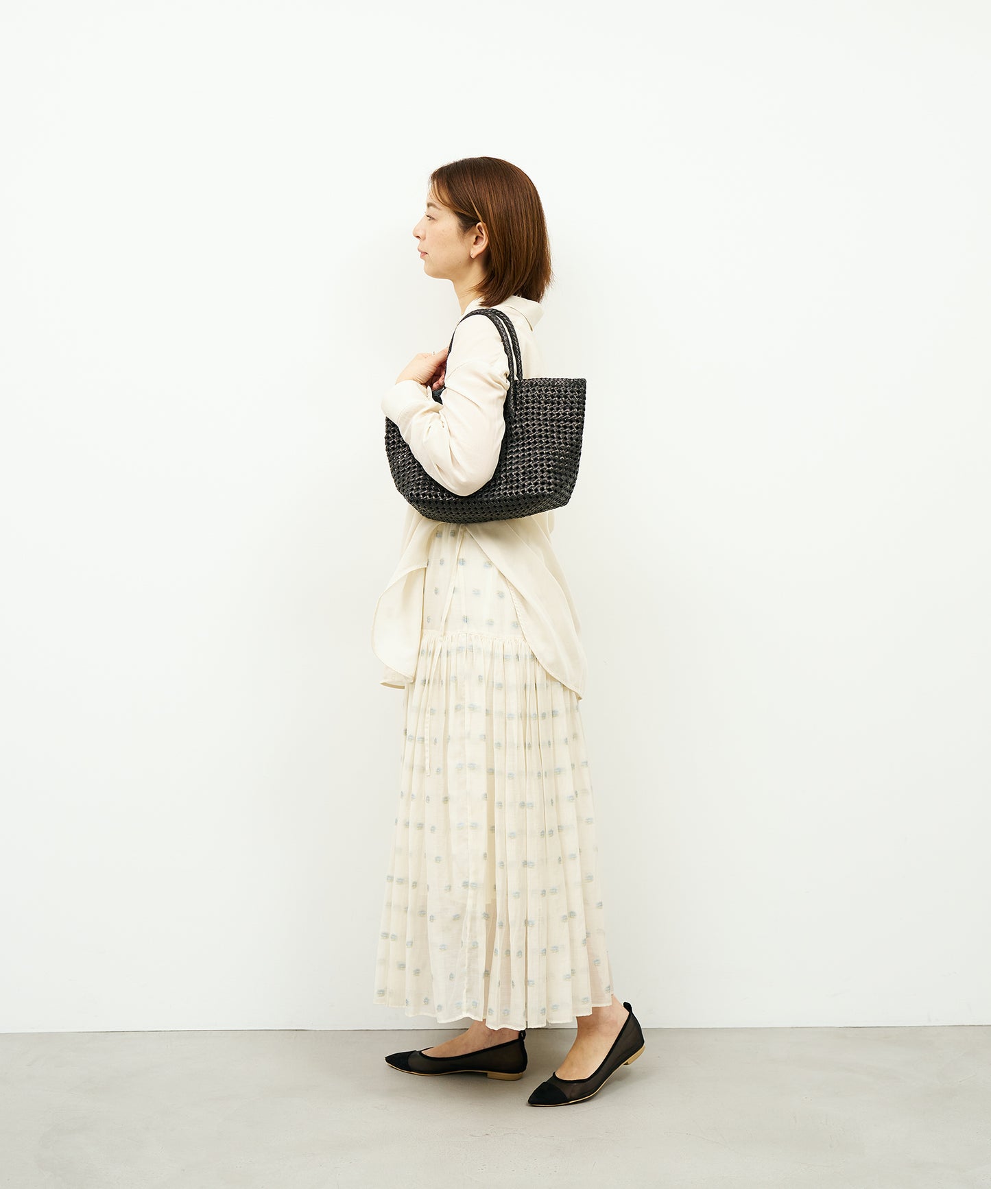 【26SS】#16/ バスケットS（black）/ やぎ革・ゴートメッシュ