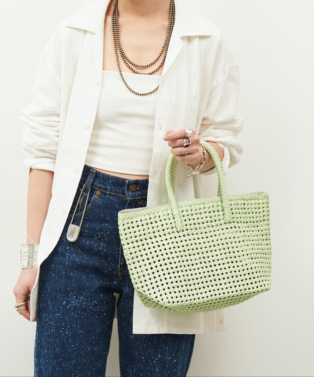 #16 / バスケットS（pistachio green）/ やぎ革・ゴートメッシュ