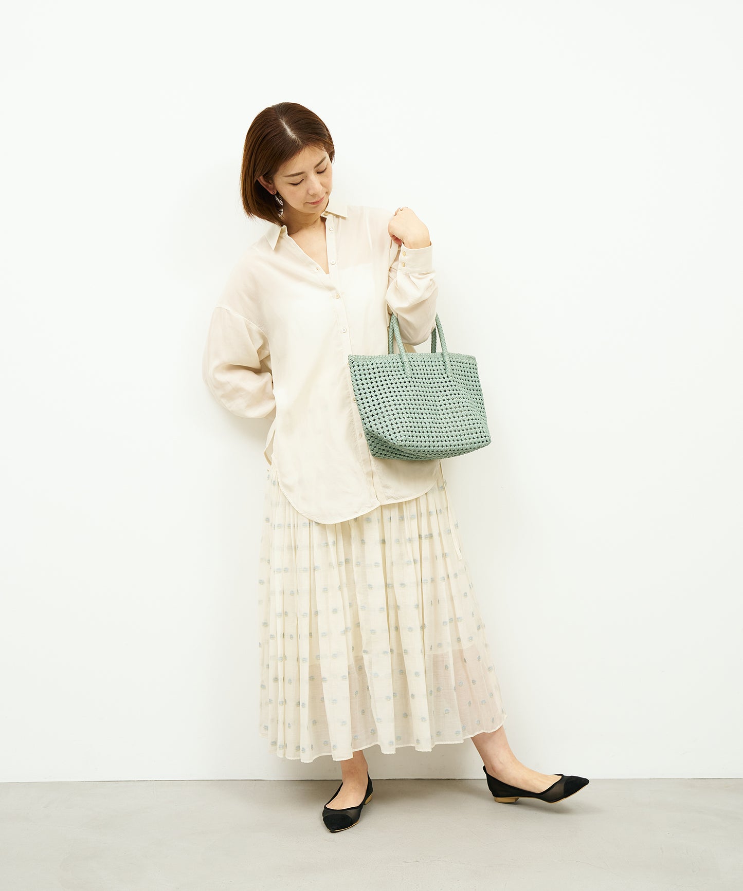 【26SS】#16/ バスケットS（sage green）/ やぎ革・ゴートメッシュ