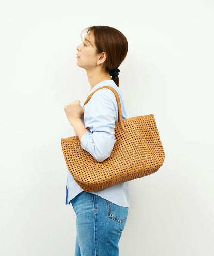 #16/ バスケットM（camel）/ やぎ革・ゴートメッシュ - REN