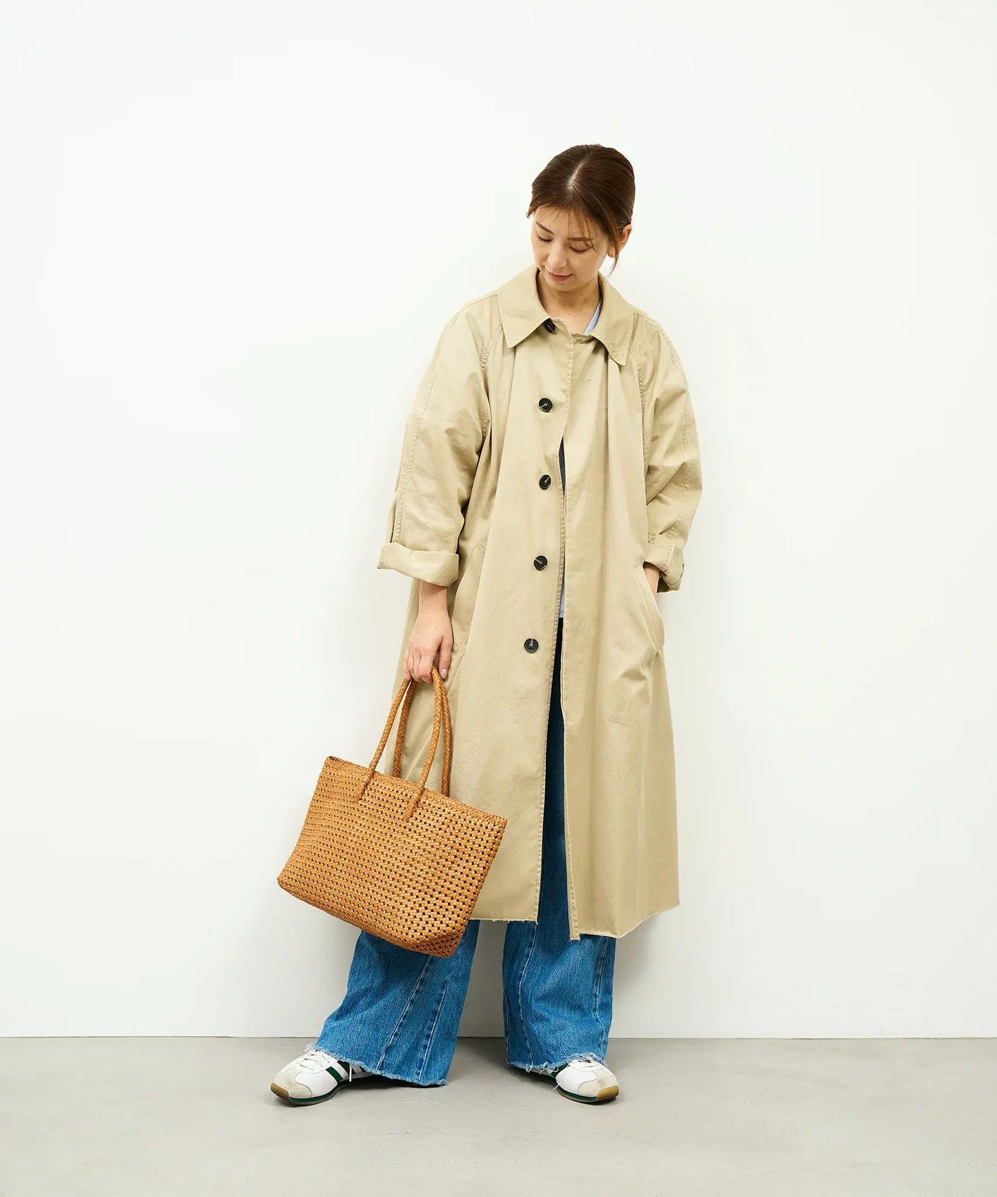 #16/ バスケットM（camel）/ やぎ革・ゴートメッシュ - REN