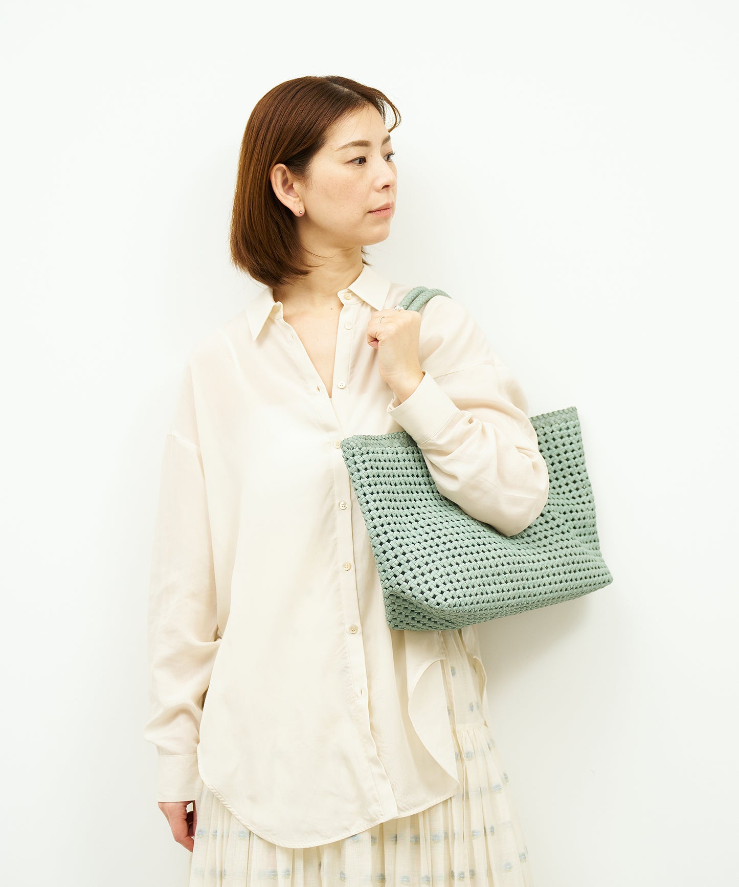 【26SS】#16/ バスケットM（sage green）/ やぎ革・ゴートメッシュ
