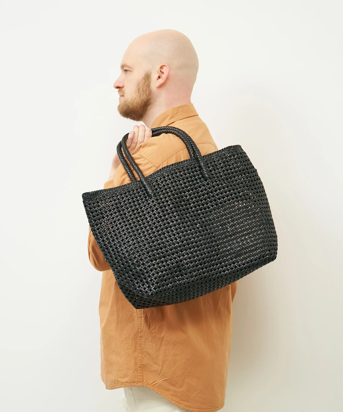 #16/ バスケットL（black）/ やぎ革・ゴートメッシュ