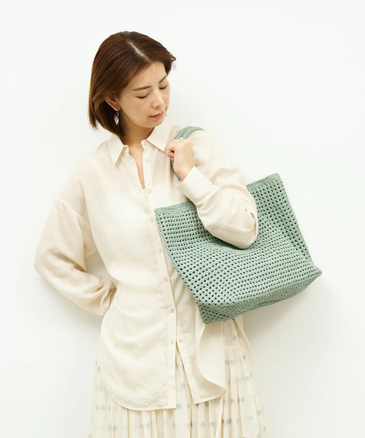 #16/ バスケットL（sage green）/ やぎ革・ゴートメッシュ - REN