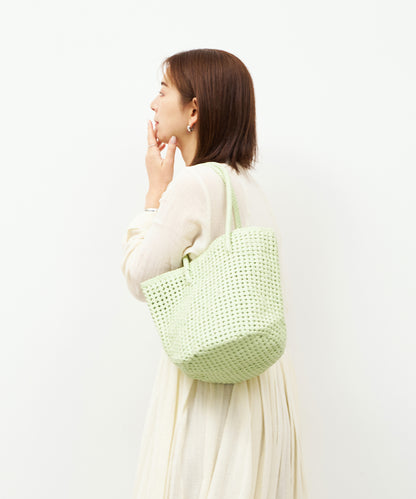 #16 / ドロップトート（pistachio green）/ やぎ革・ゴートメッシュ