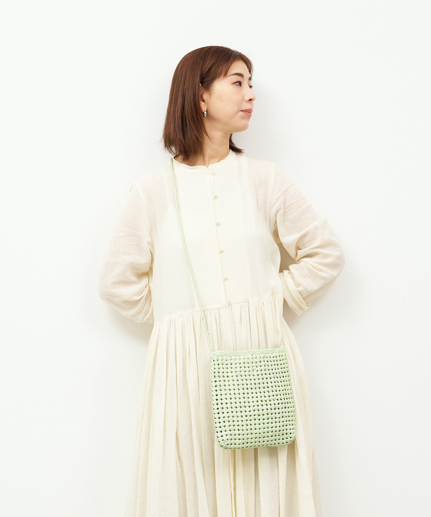 #16/ ミニショルダー（pistachio green）/ やぎ革・ゴートメッシュ