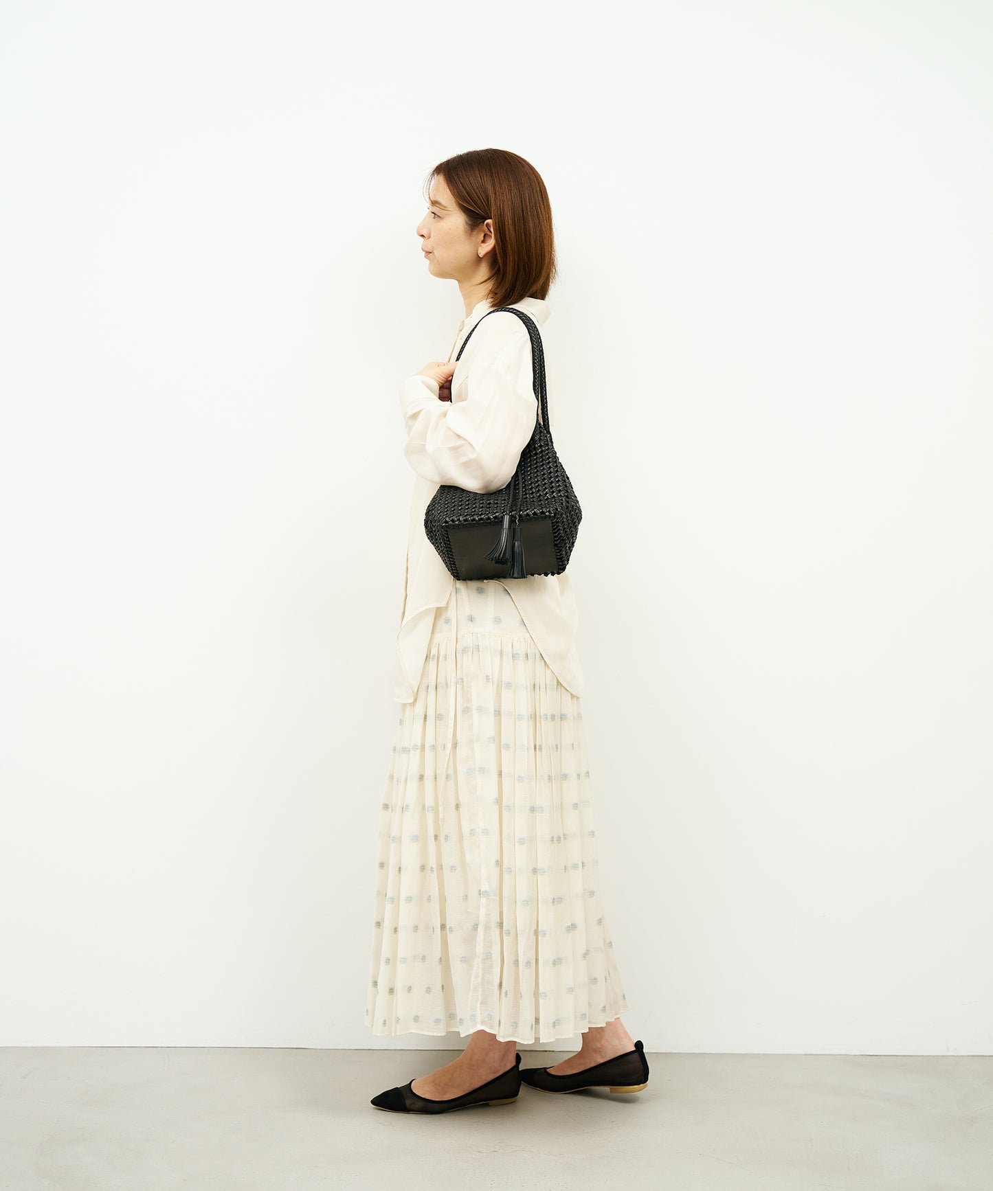 【26SS】#16/ タッセルトート（black）/ やぎ革・ゴートメッシュ