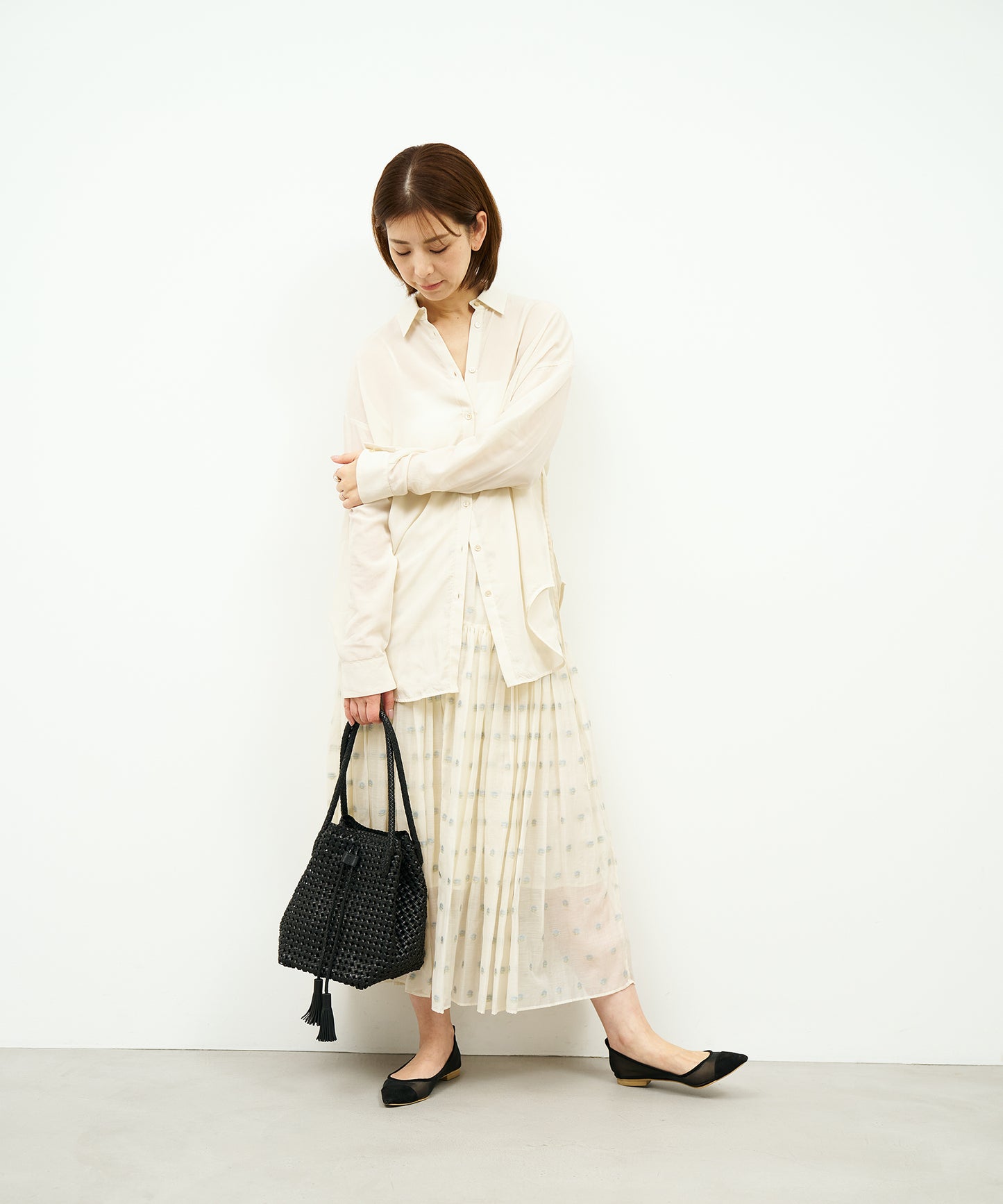 【26SS】#16/ タッセルトート（black）/ やぎ革・ゴートメッシュ