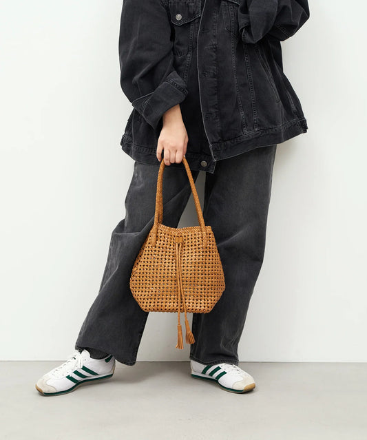 #16/ タッセルトート（camel）/ やぎ革・ゴートメッシュ - REN