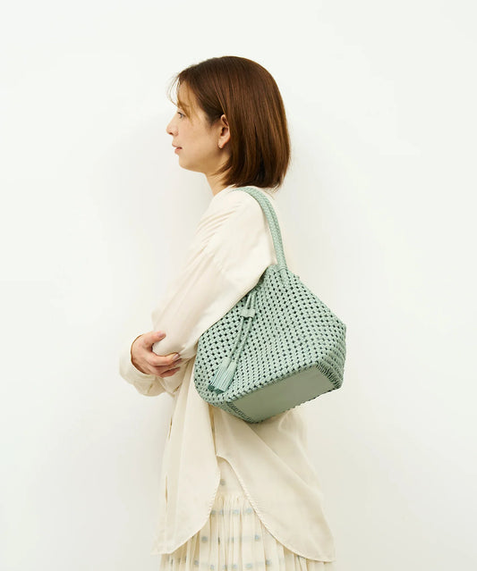 #16/ タッセルトート（sage green）/ やぎ革・ゴートメッシュ - REN