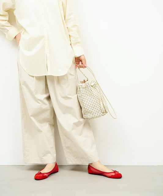 #16/ タッセルボトルショルダー(oatmeal)/ やぎ革・ゴートメッシュ - REN