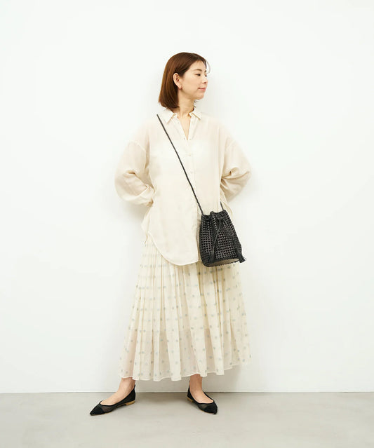 #16/ タッセルボトルショルダー(black)/ やぎ革・ゴートメッシュ - REN