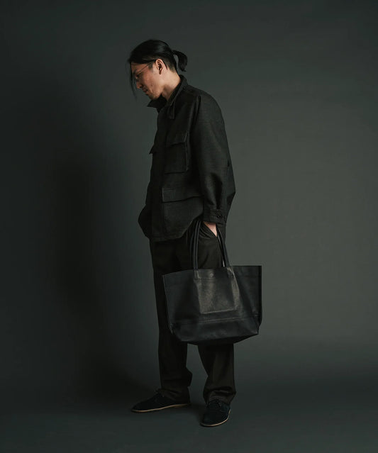 #30/ ワイドトートL（black）/ ピッグスキン・ハリー - REN