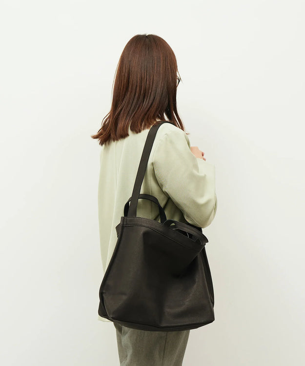 #30/ ベーシックジップトートM 2way （black）/ ピッグスキン・ハリー
