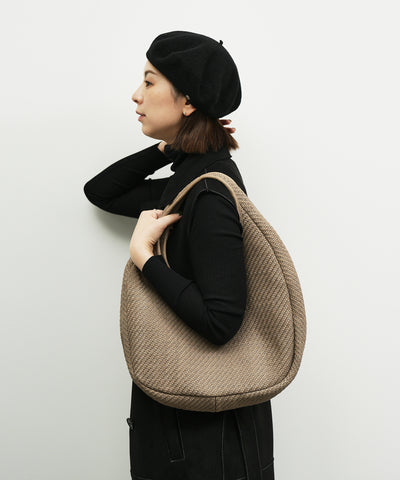 #60/ サークルバスケットM（marron beige）/ 羊革・シープメッシュ