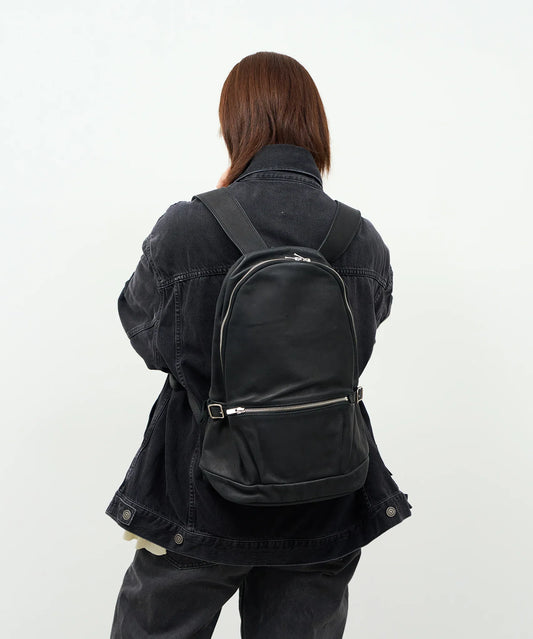 #30/ ミニデイリュック（black）/ ピッグスキン・ハリー - REN
