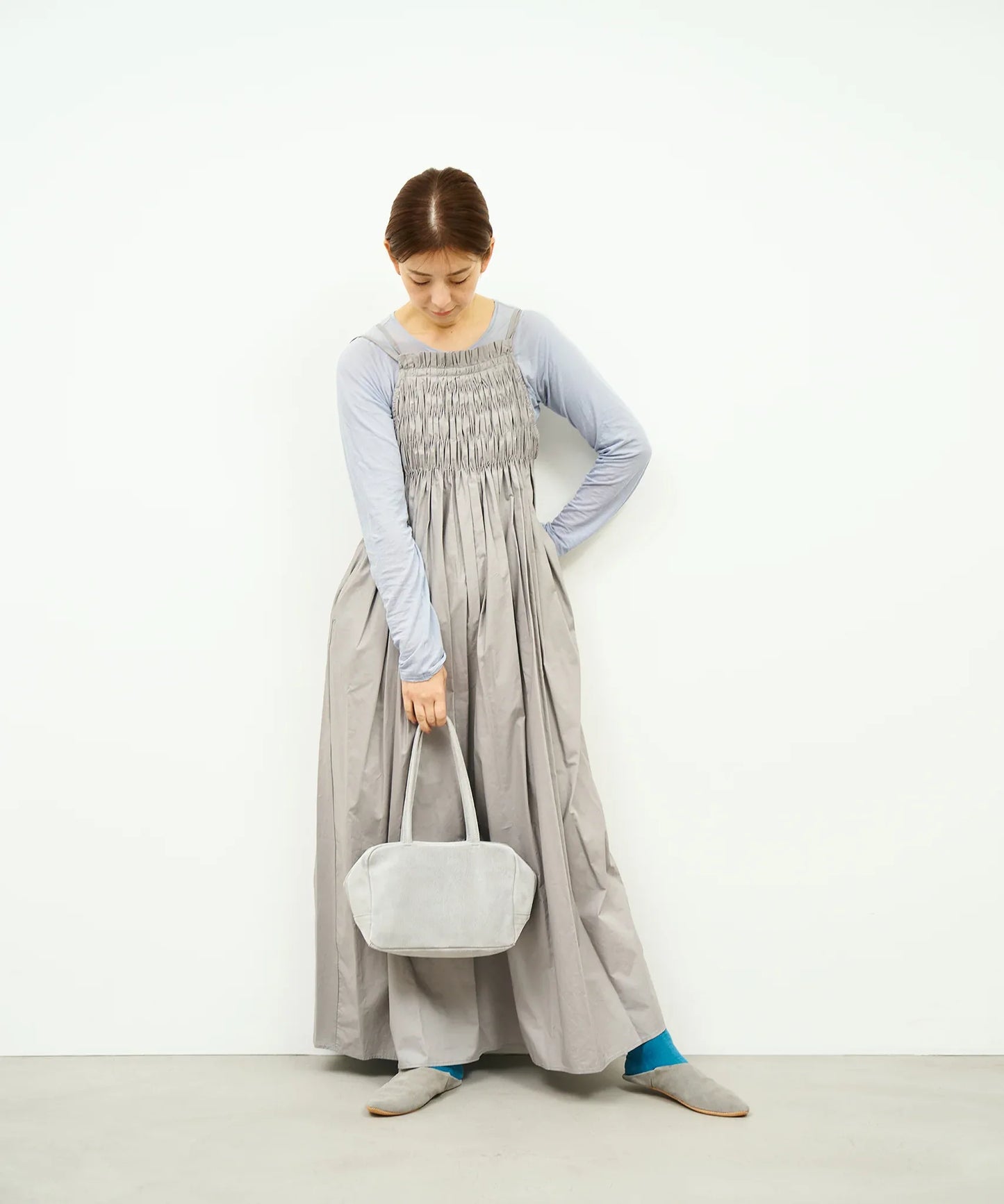 #39/ スクエアダッフル XS（sand gray）/ ピッグスキン・ライニングスエード - REN