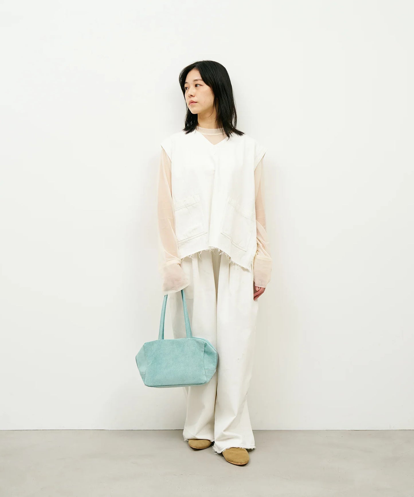 #39/ スクエアダッフル XS（clear mint）/ ピッグスキン・ライニングスエード - REN