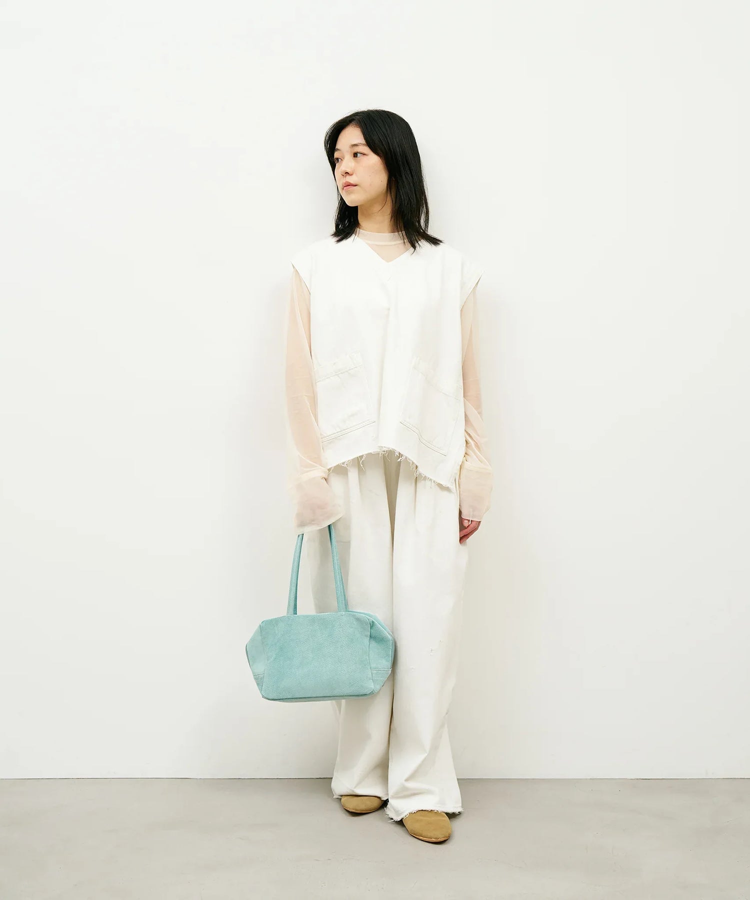 #39/ スクエアダッフル XS（clear mint）/ ピッグスキン・ライニングスエード - REN