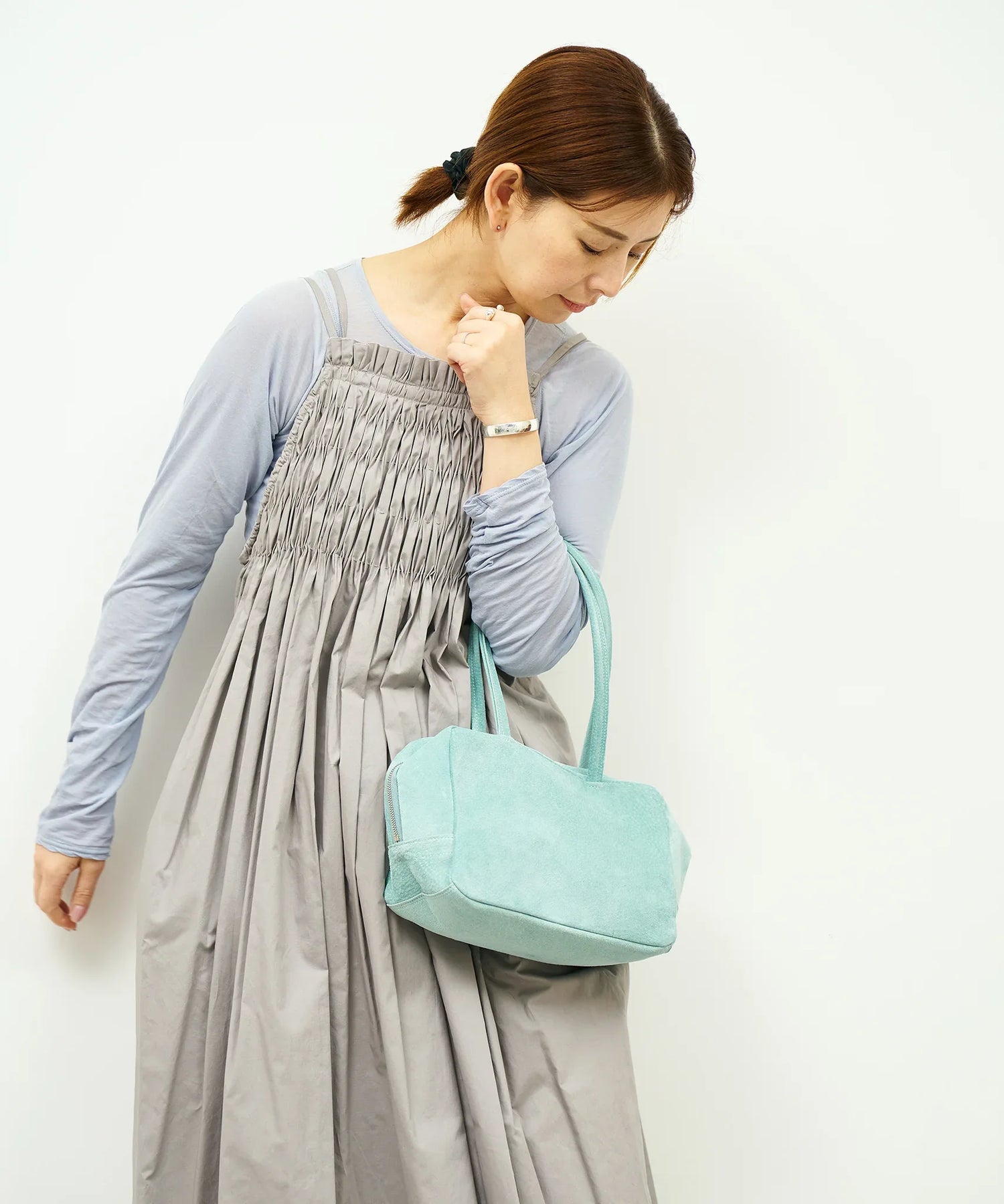 #39/ スクエアダッフル XS（clear mint）/ ピッグスキン・ライニングスエード - REN