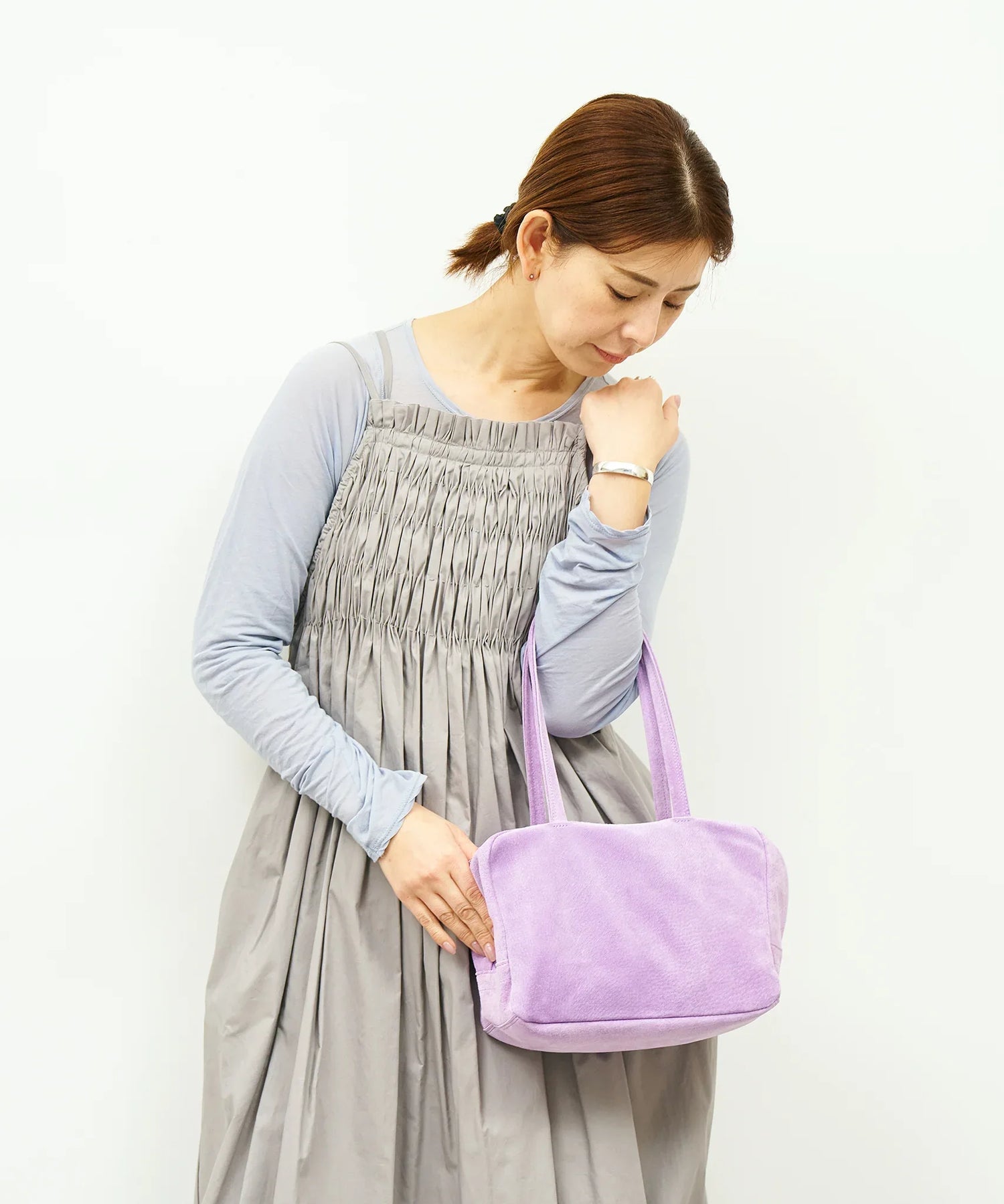 #39/ スクエアダッフル XS（lavender）/ ピッグスキン・ライニングスエード - REN