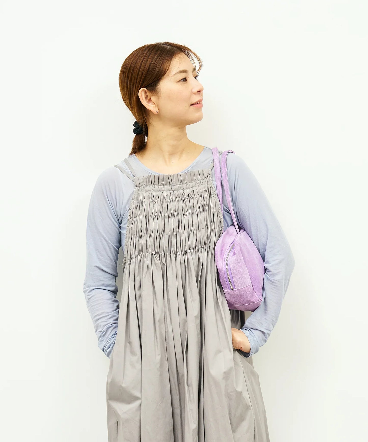 #39/ スクエアダッフル XS（lavender）/ ピッグスキン・ライニングスエード - REN